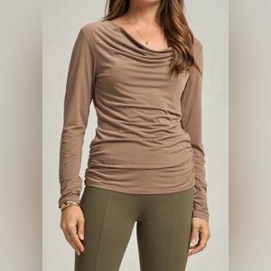 NWT Dear Scarlett Mocha Long Sleeve Cowl Neck Top Sz L